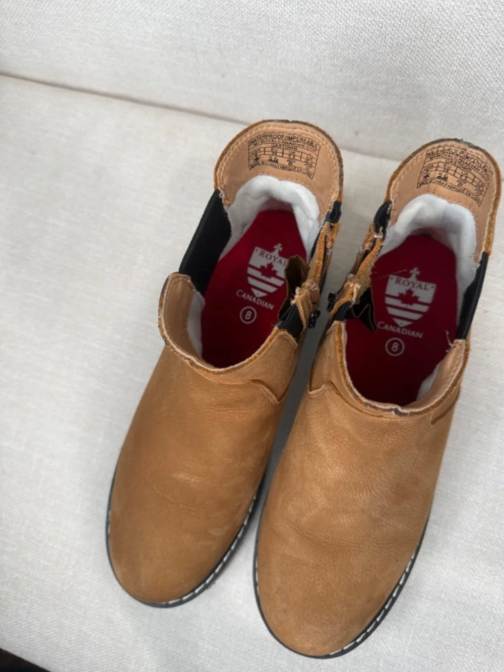 Royal Canadian Gastown Waterproof Leather Chelsea Boots Tan Size 8